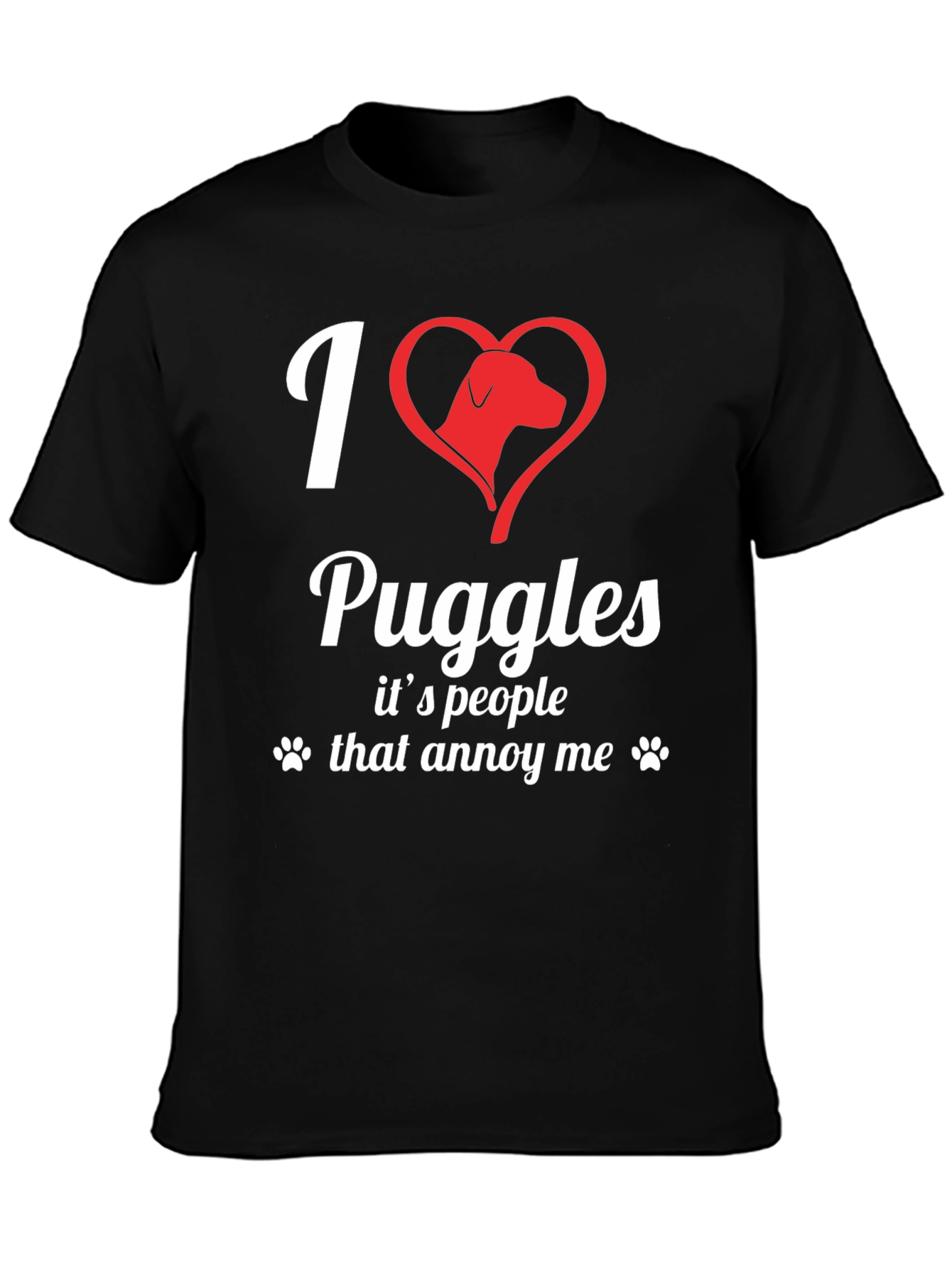 I Love Puggles Funny Novelty T-Shirt
