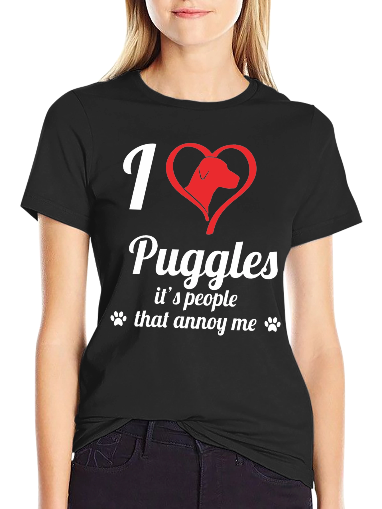 I Love Puggles Funny Novelty T-Shirt