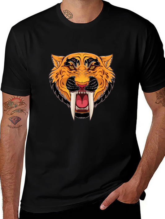 Black T-Shirt with Tiger Graphic