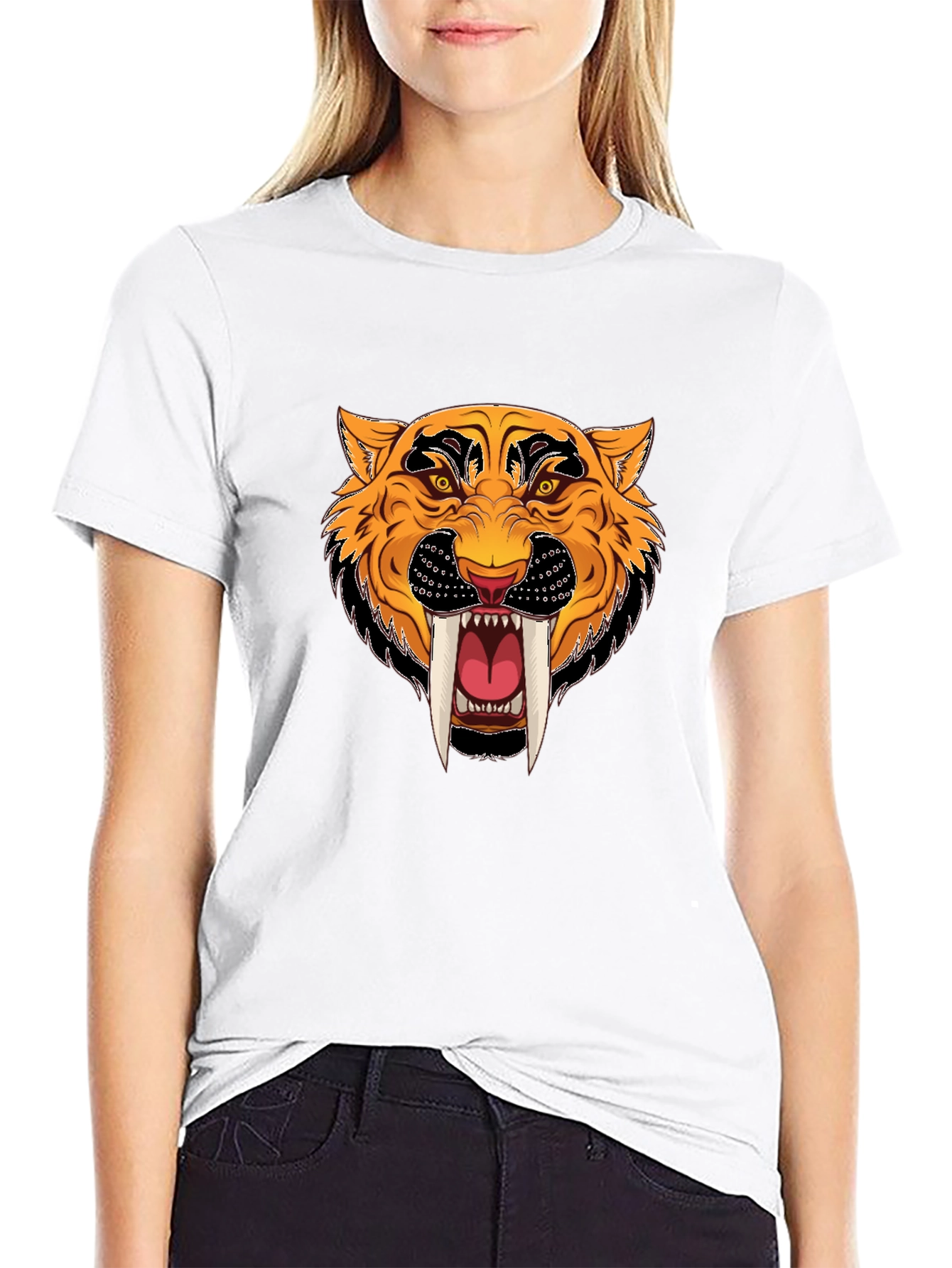 Black T-Shirt with Tiger Graphic