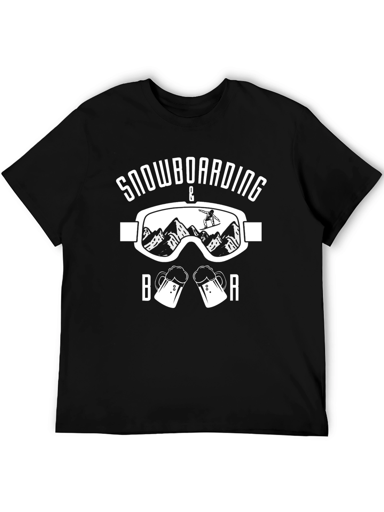 Snowboarding & Beer Black Graphic T-Shirt