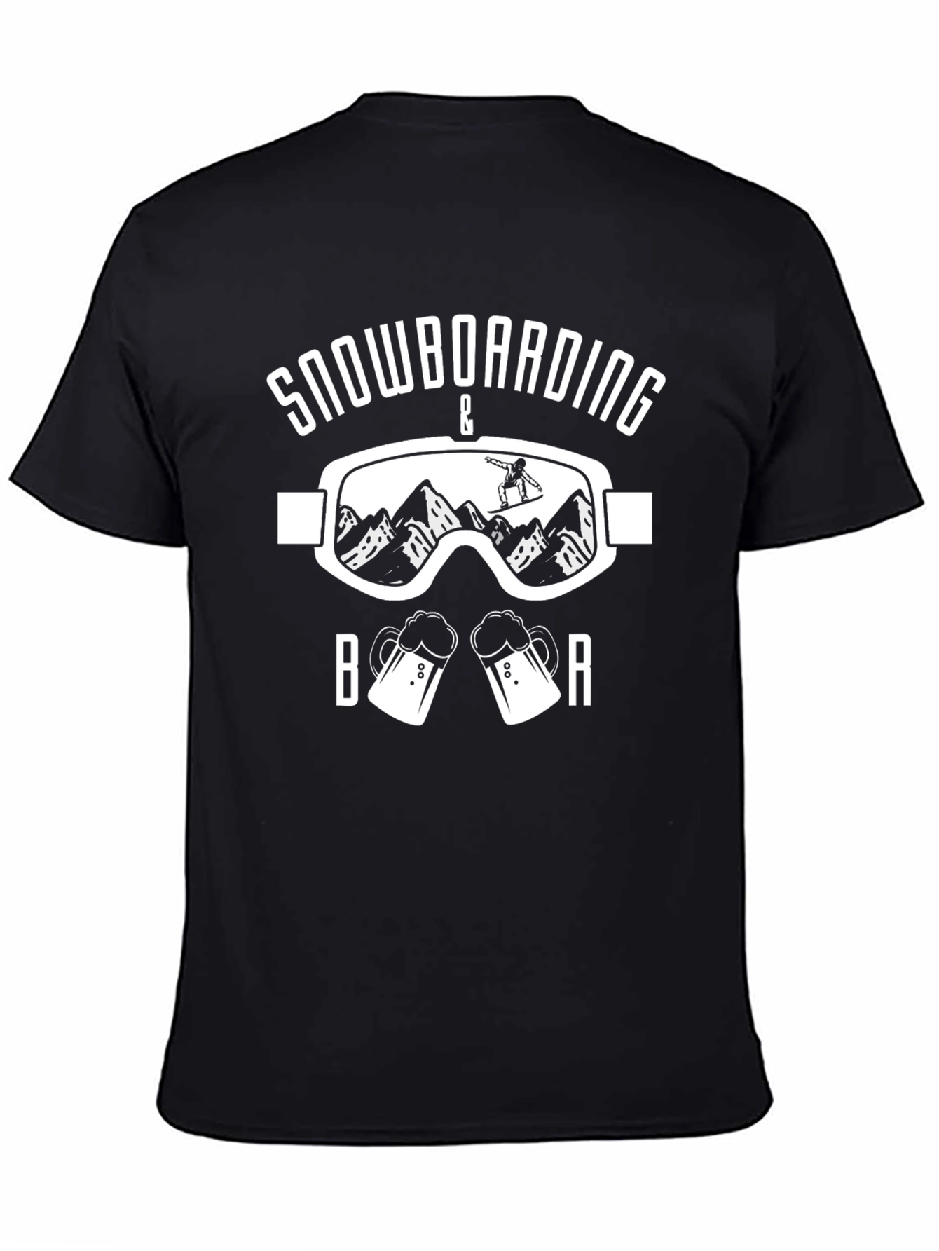Snowboarding & Beer Black Graphic T-Shirt