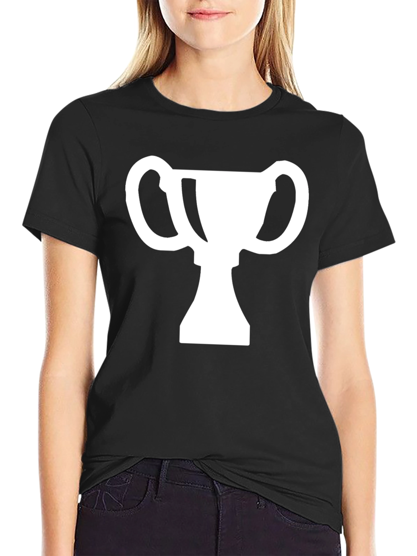 Trophy Graphic Tee - Black Cotton Blend T-Shirt