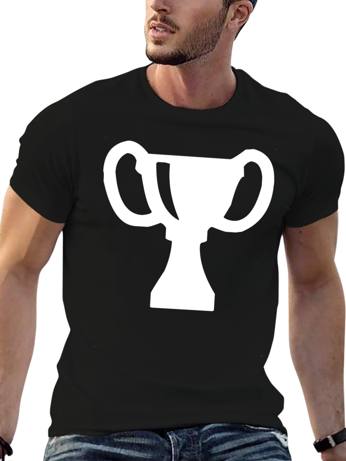 Trophy Graphic Tee - Black Cotton Blend T-Shirt