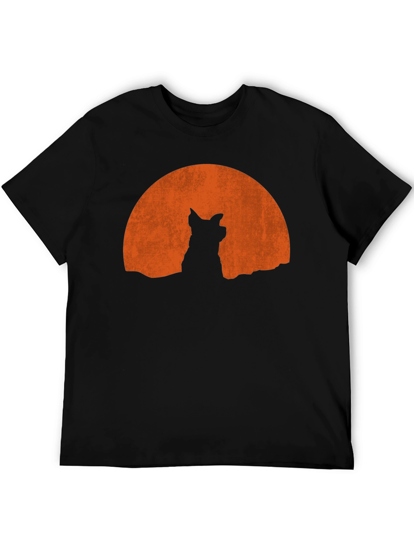 Wolf Silhouette Moon Graphic Tee - Black Casual Shirt