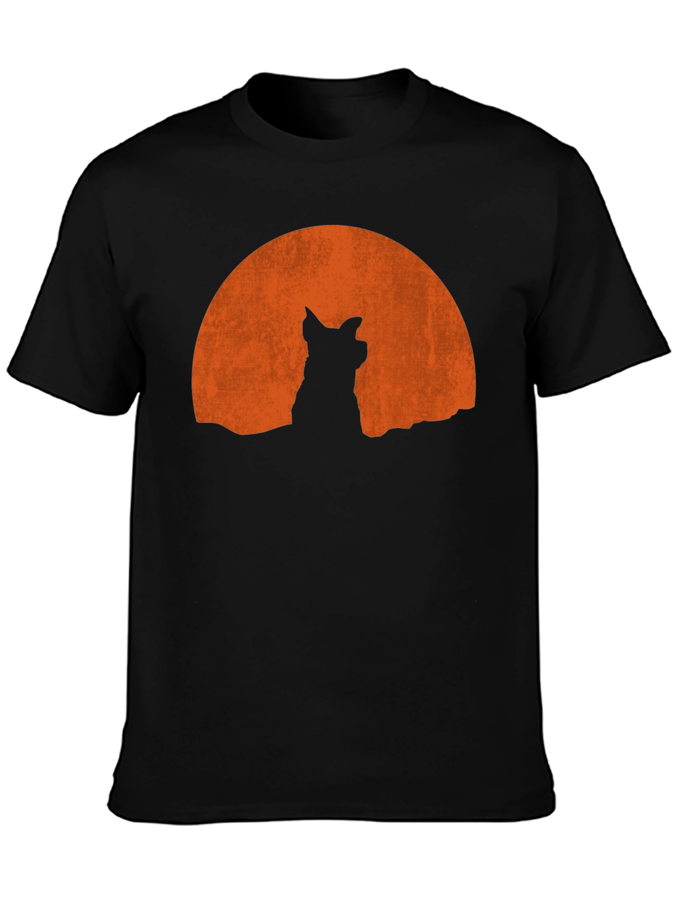 Wolf Silhouette Moon Graphic Tee - Black Casual Shirt