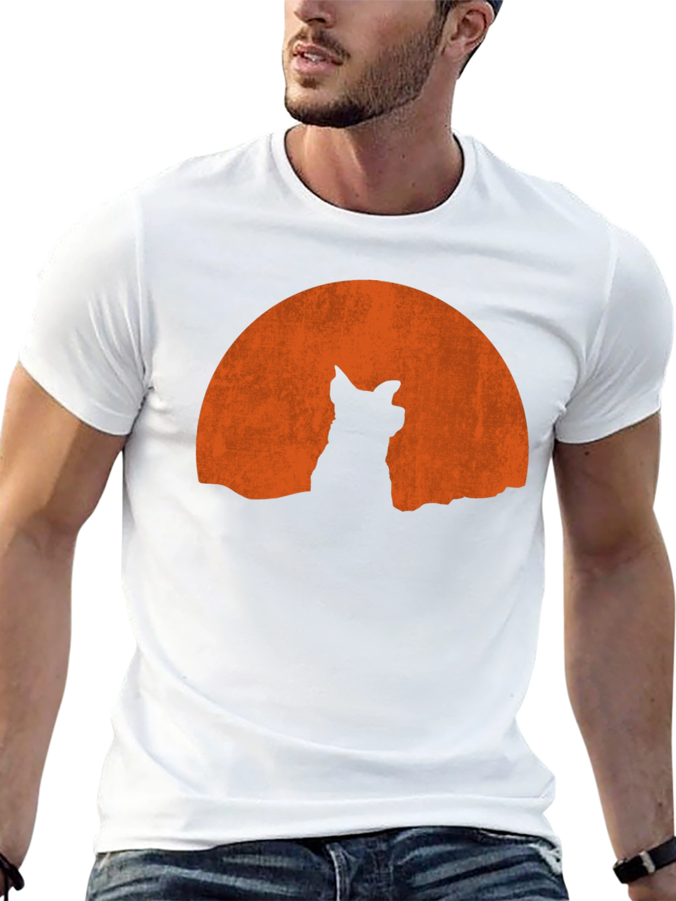 Wolf Silhouette Moon Graphic Tee - Black Casual Shirt