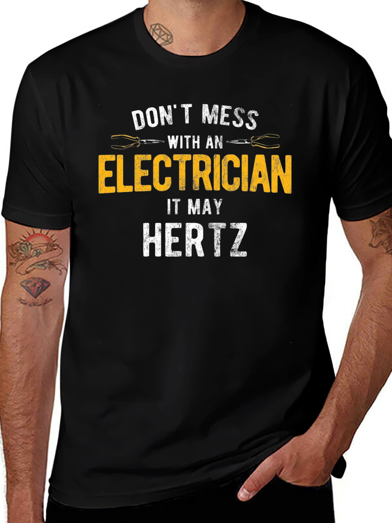 Dont Mess With Electrician Black T-Shirt