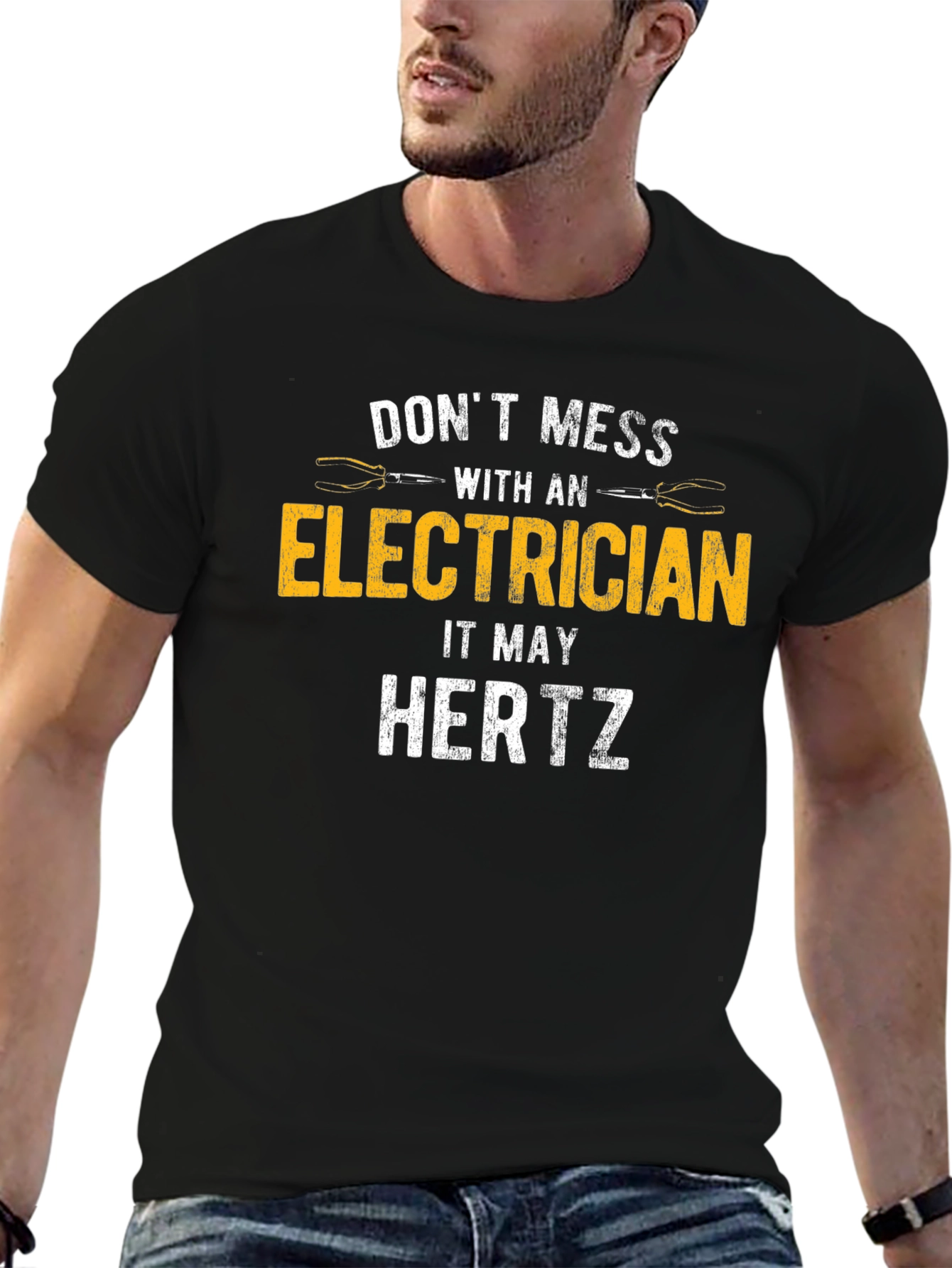 Dont Mess With Electrician Black T-Shirt