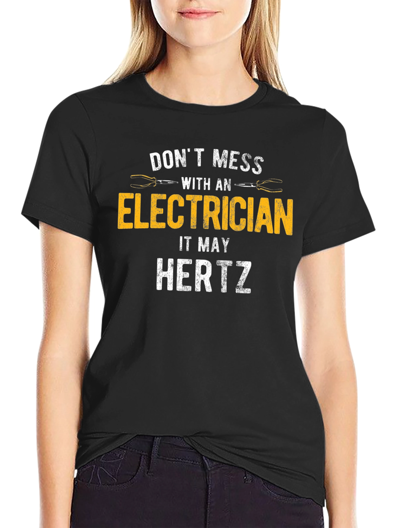Dont Mess With Electrician Black T-Shirt