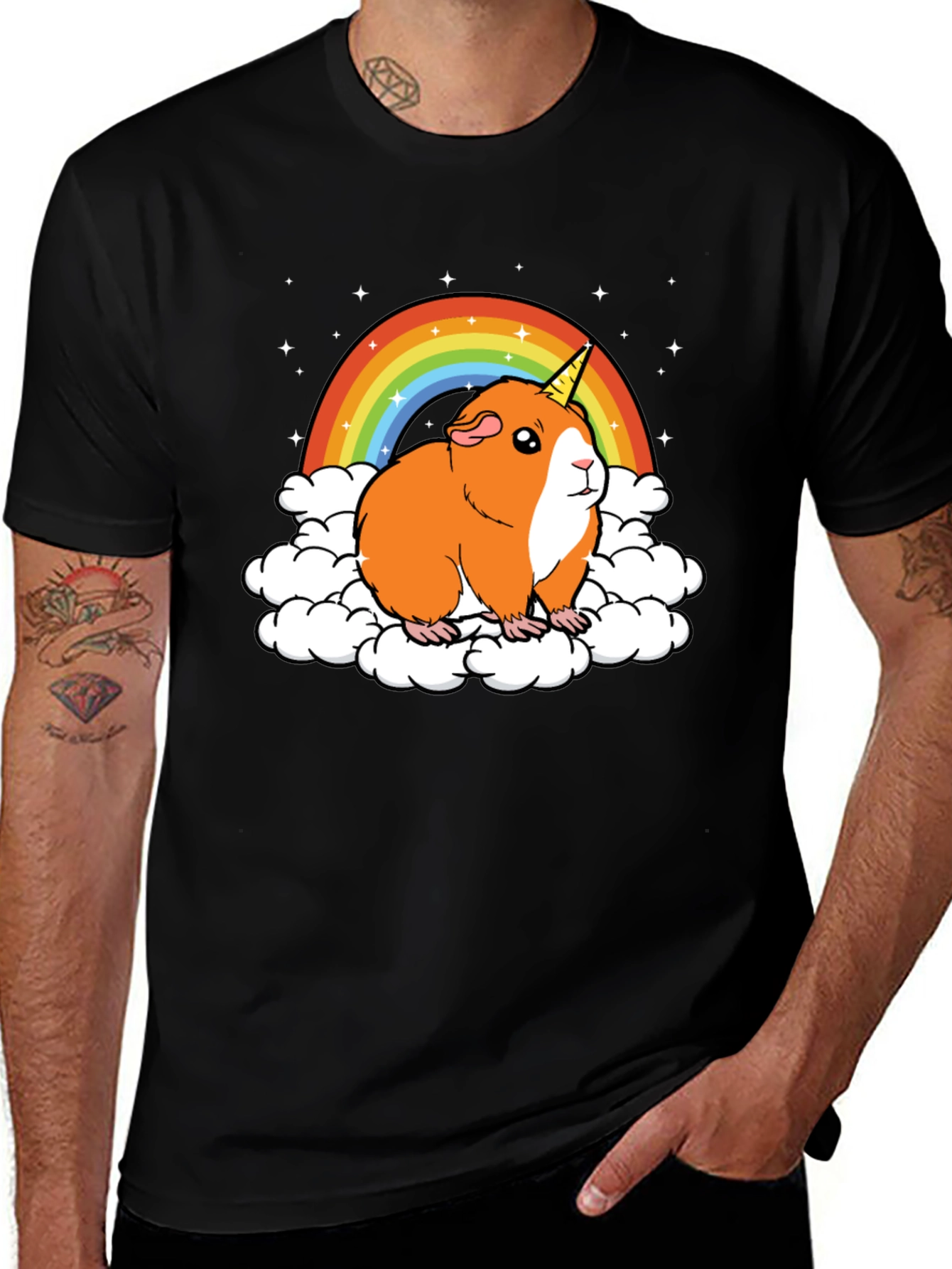 Guinea Pig Unicorn Rainbow Graphic Tee