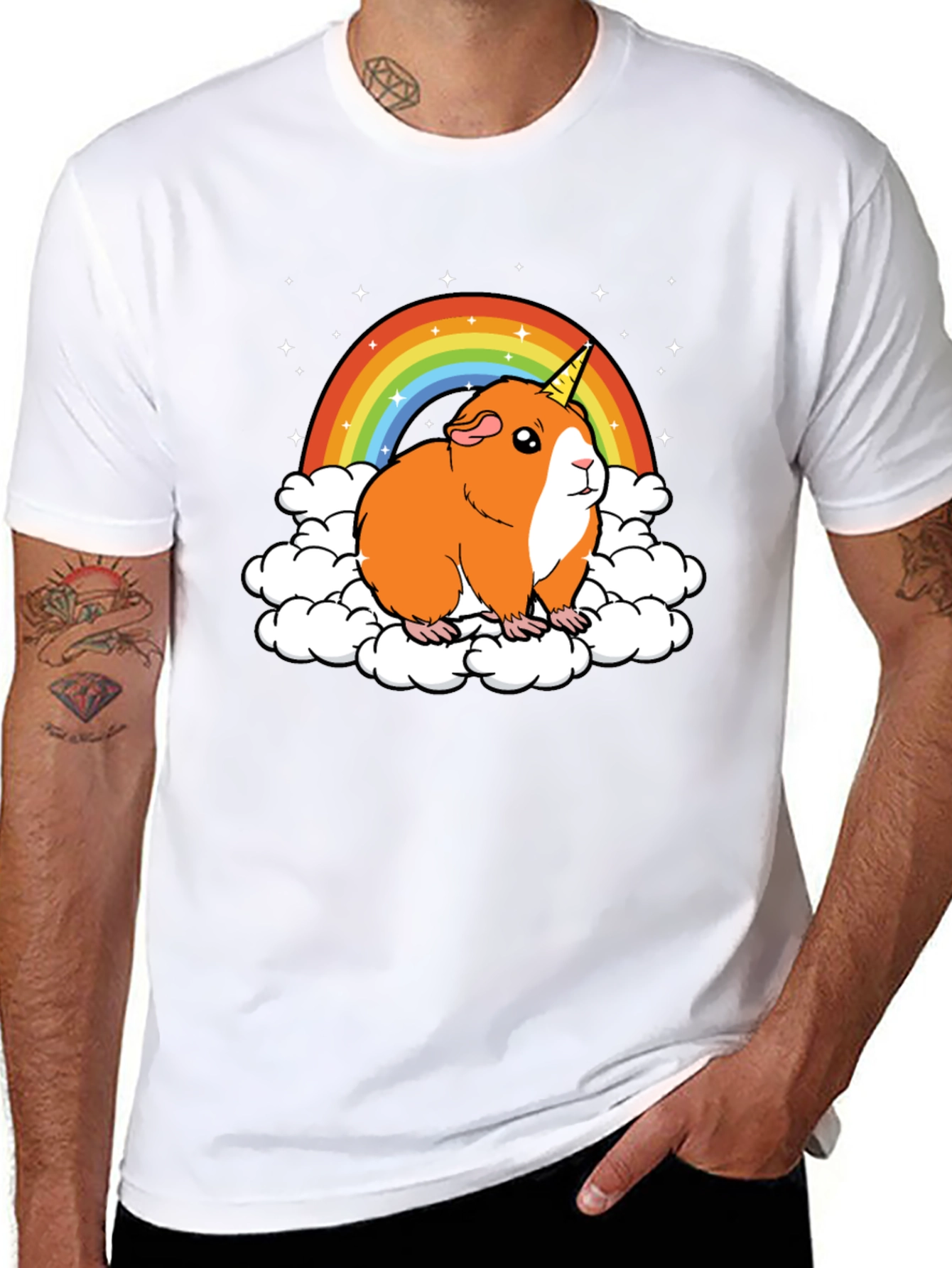 Guinea Pig Unicorn Rainbow Graphic Tee