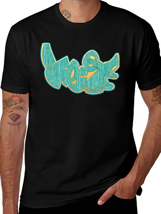 Graffiti Style Graphic Tee - Cool Casual Black T-Shirt