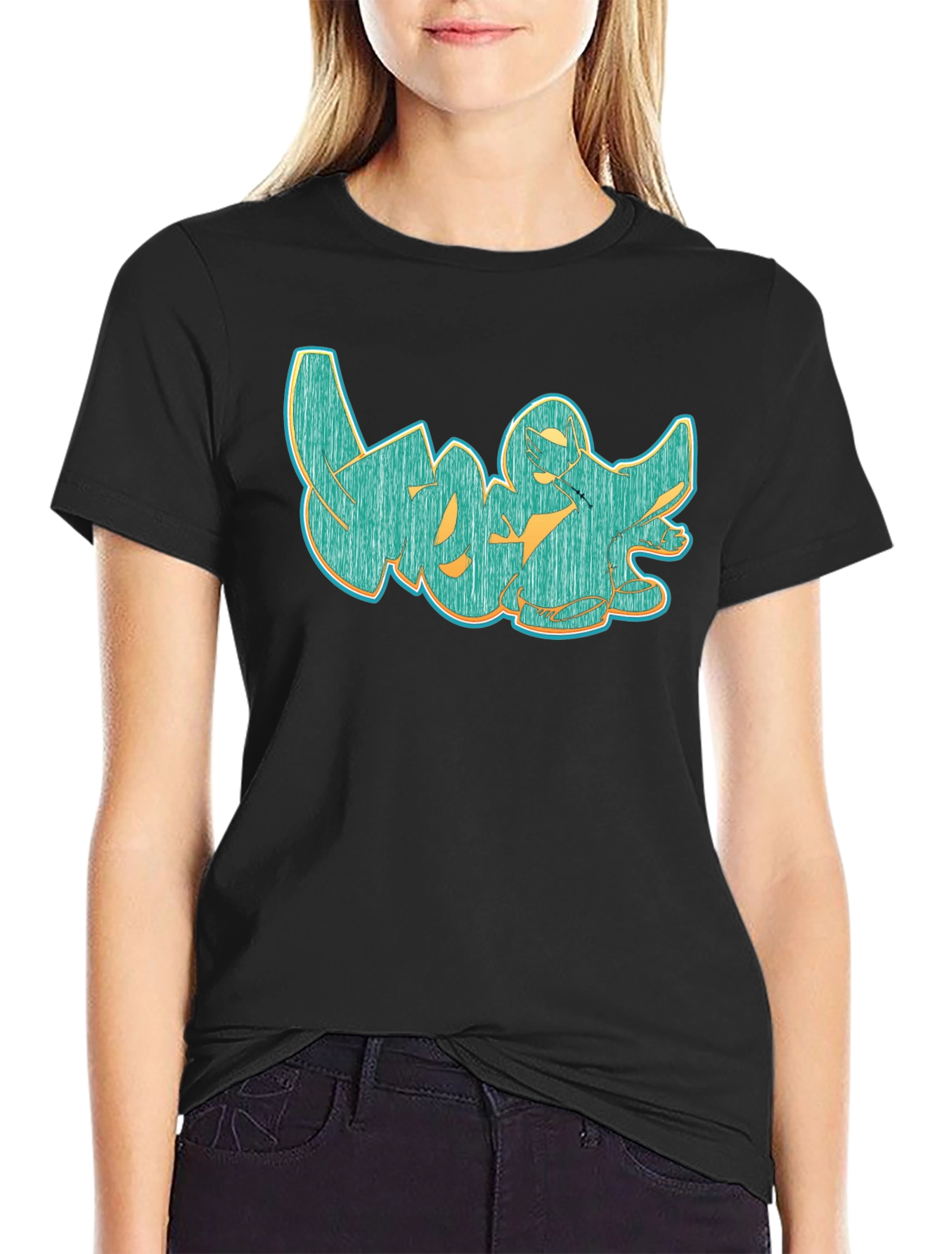 Graffiti Style Graphic Tee - Cool Casual Black T-Shirt