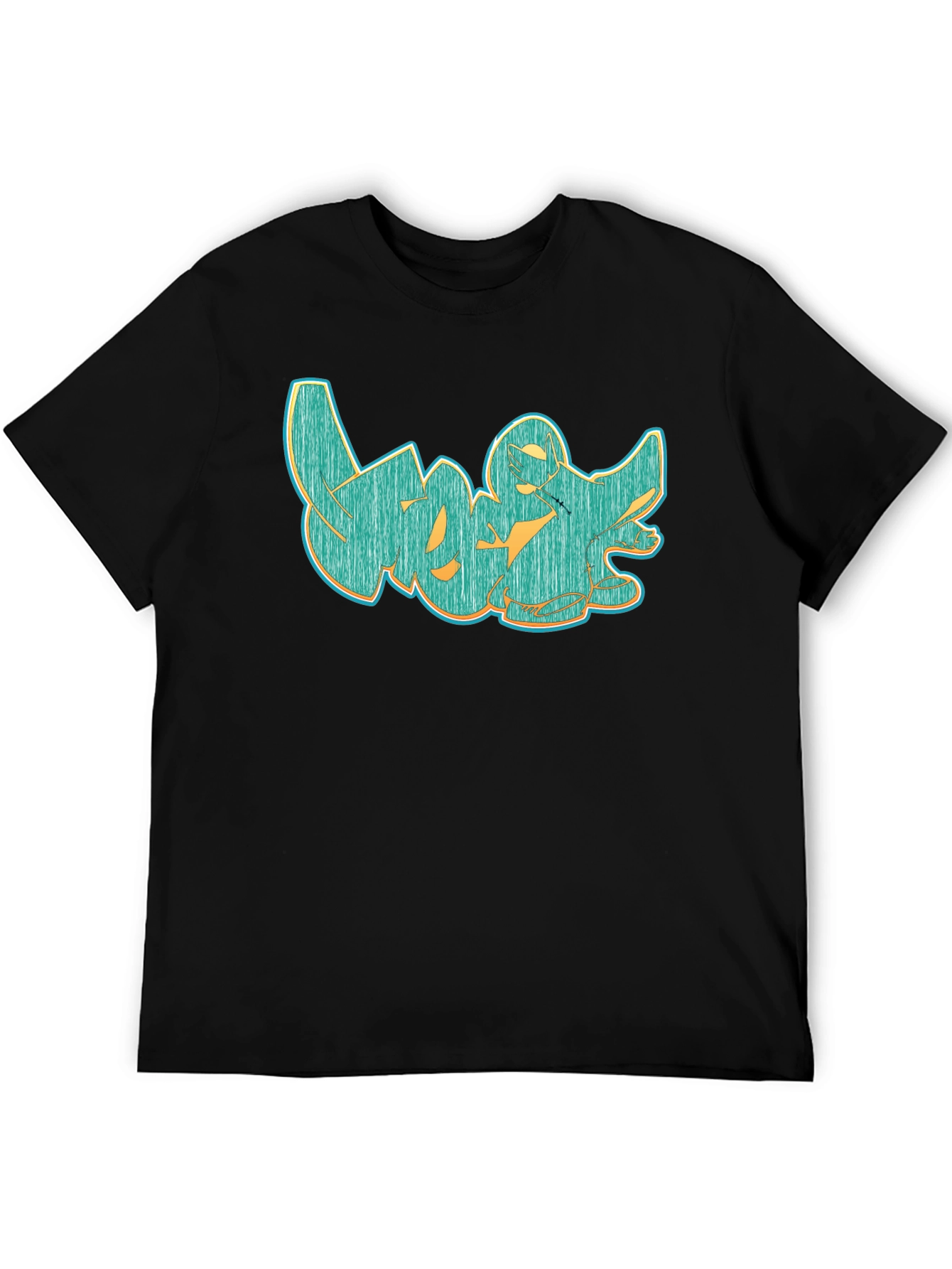 Graffiti Style Graphic Tee - Cool Casual Black T-Shirt