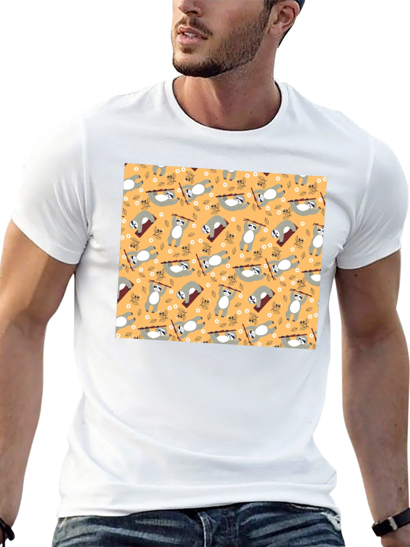 Fun Sloth Pattern T-Shirt
