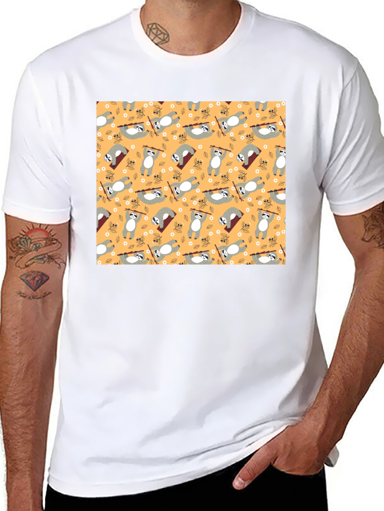 Fun Sloth Pattern T-Shirt