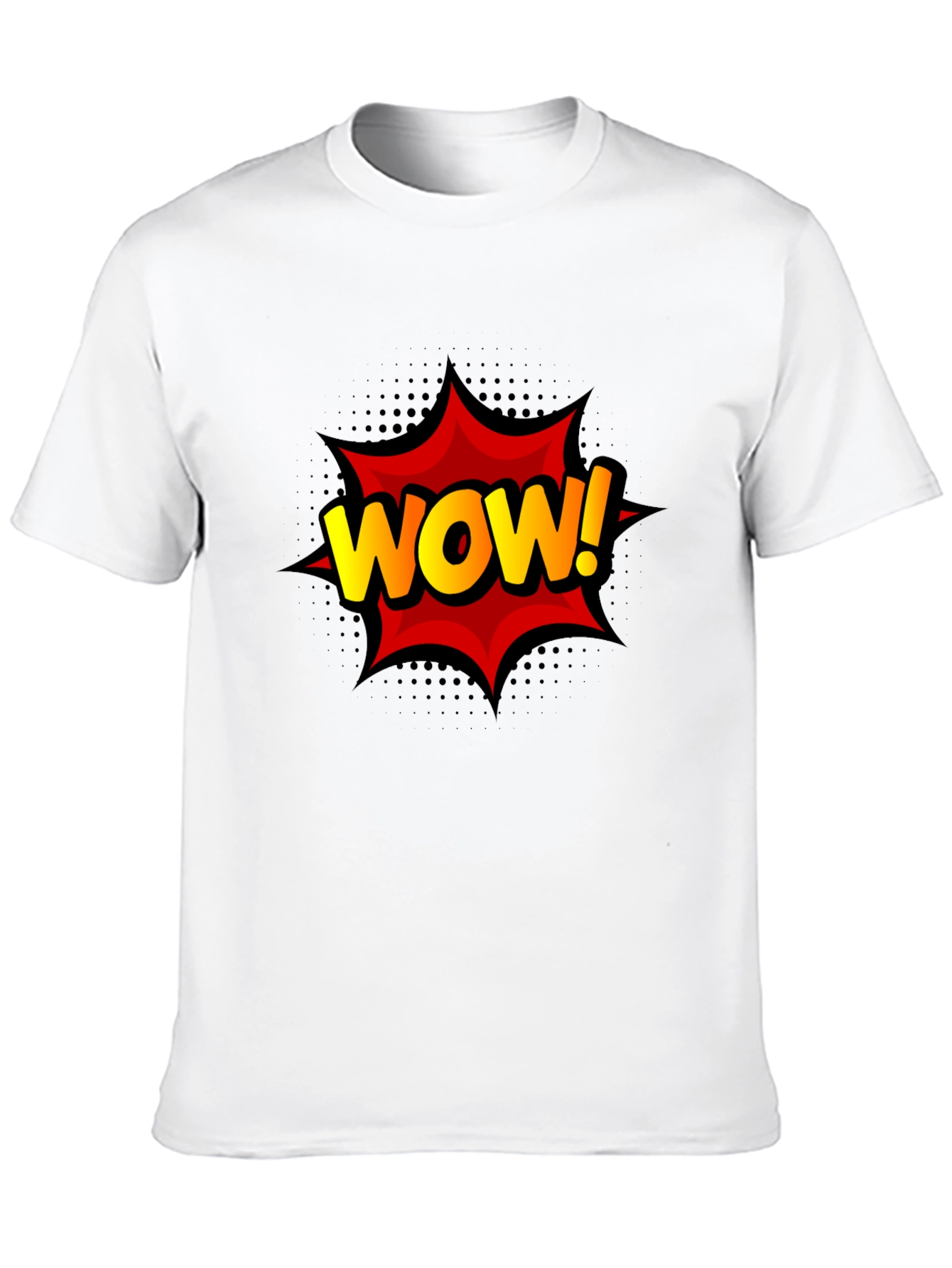 WOW! Graphic Print Tee - Black Cotton T-Shirt