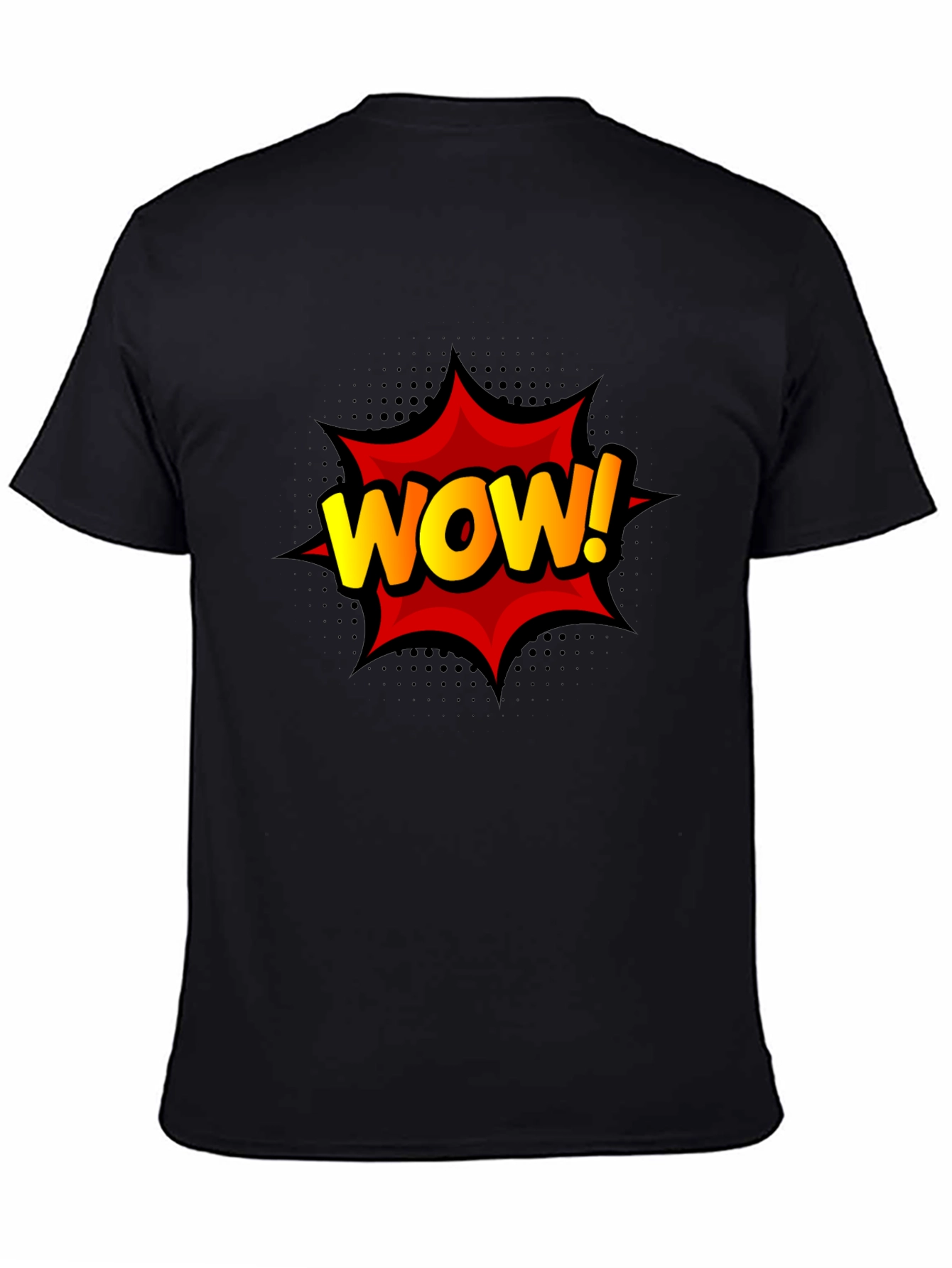 WOW! Graphic Print Tee - Black Cotton T-Shirt