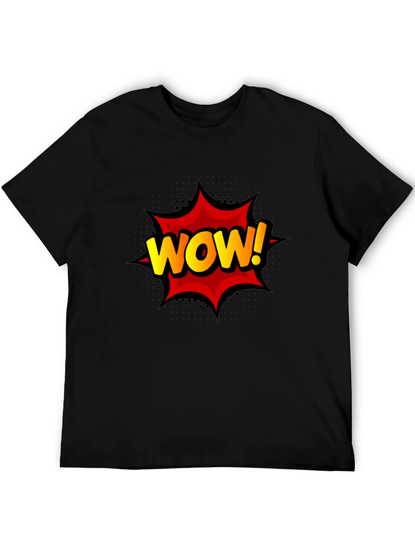 WOW! Graphic Print Tee - Black Cotton T-Shirt