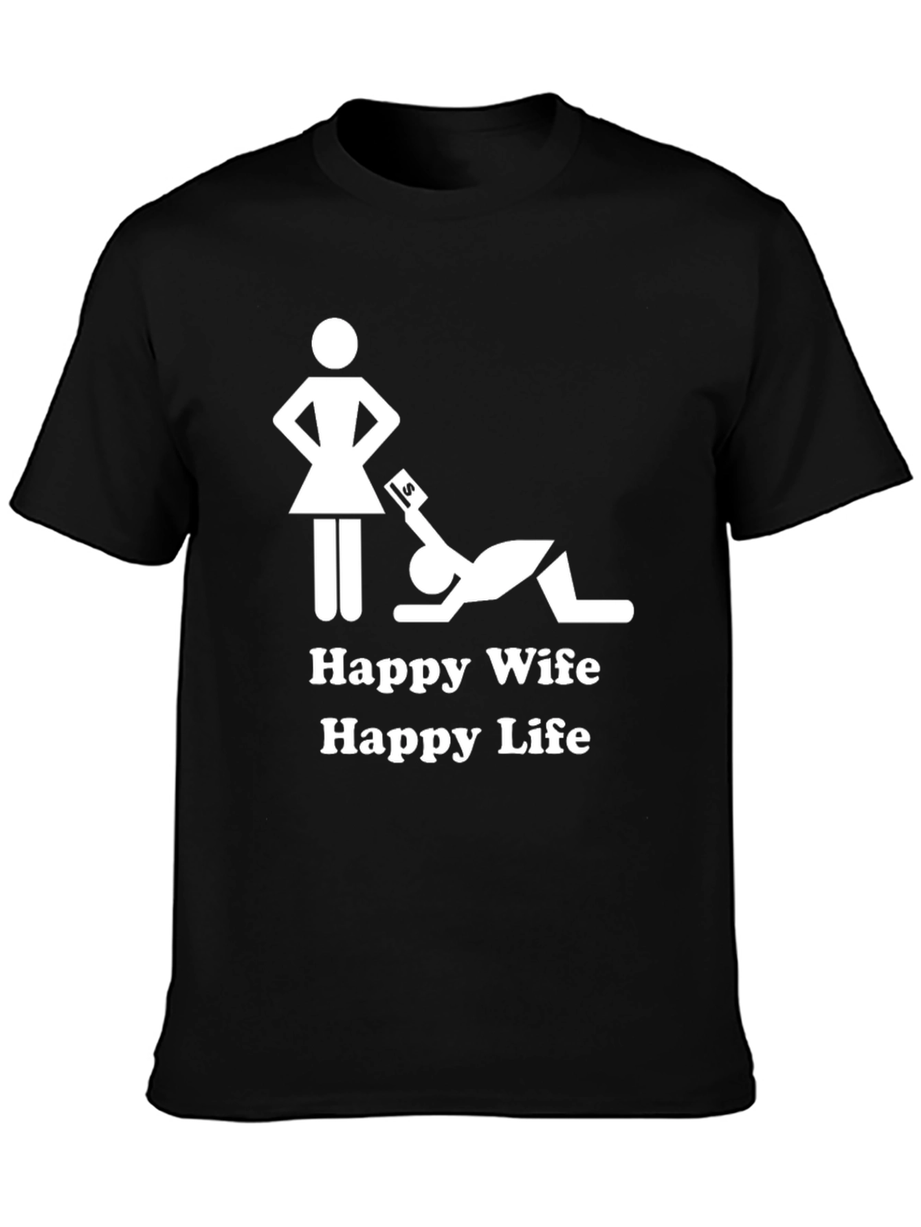 Happy Wife Happy Life Black Graphic Tee