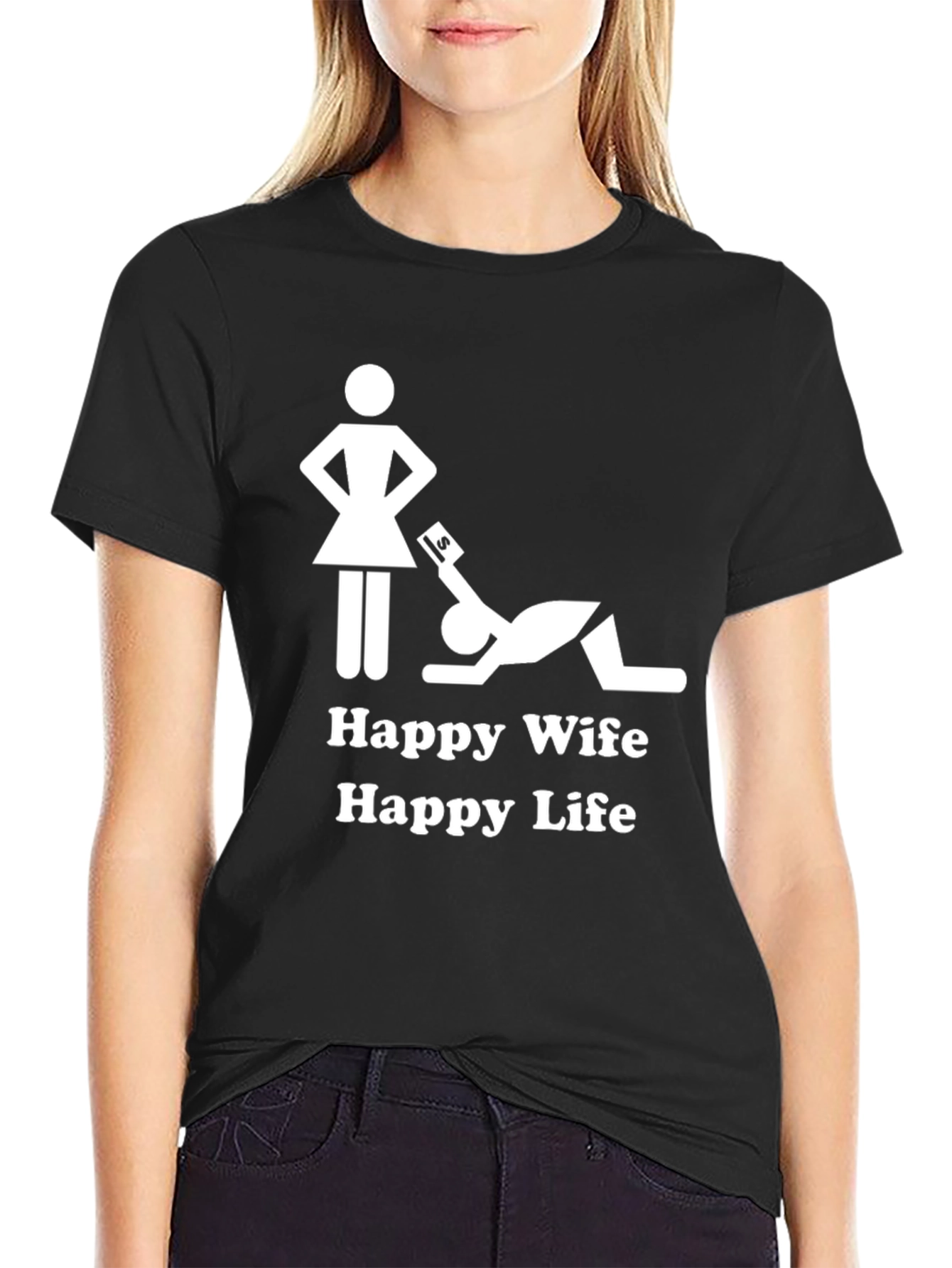 Happy Wife Happy Life Black Graphic Tee