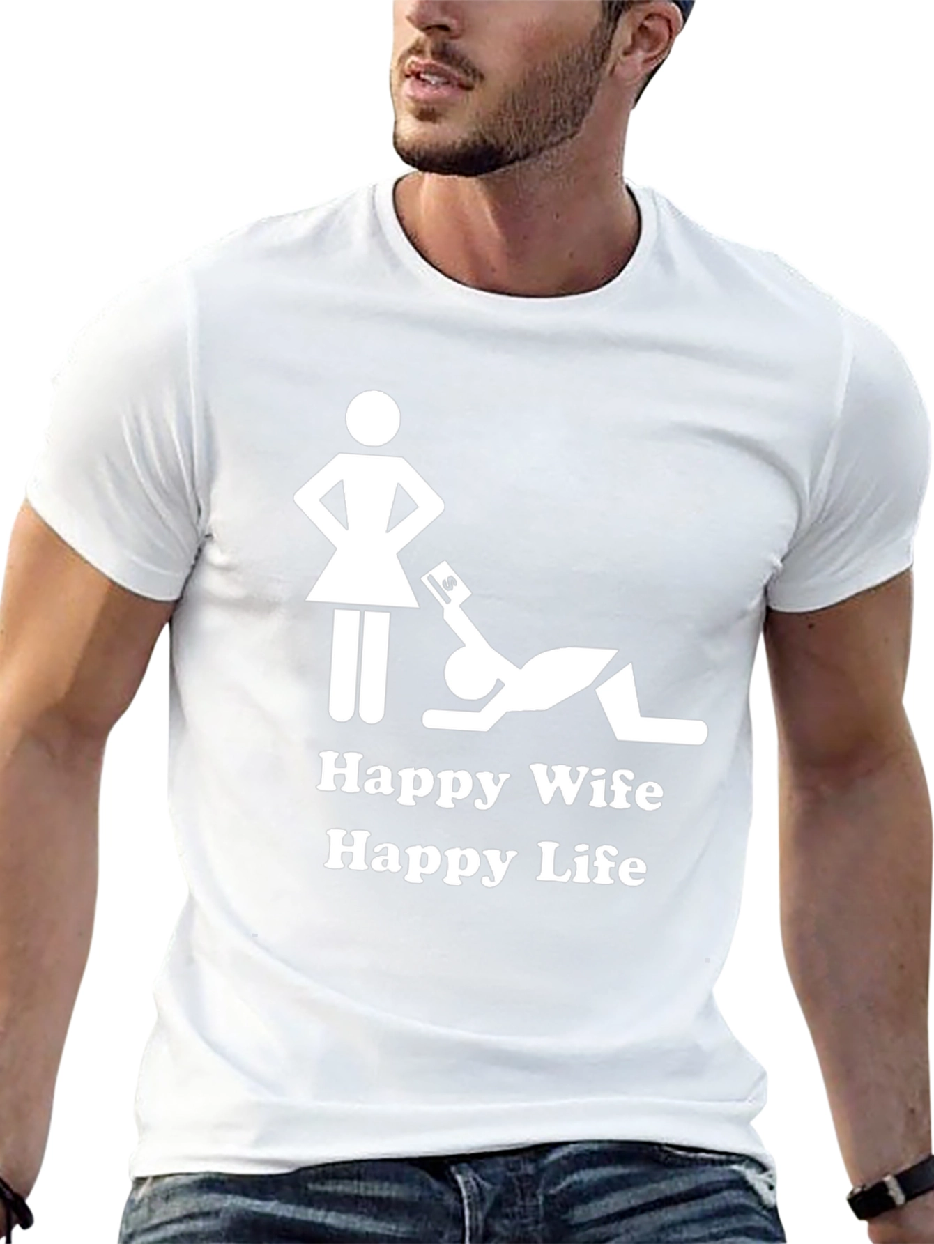 Happy Wife Happy Life Black Graphic Tee