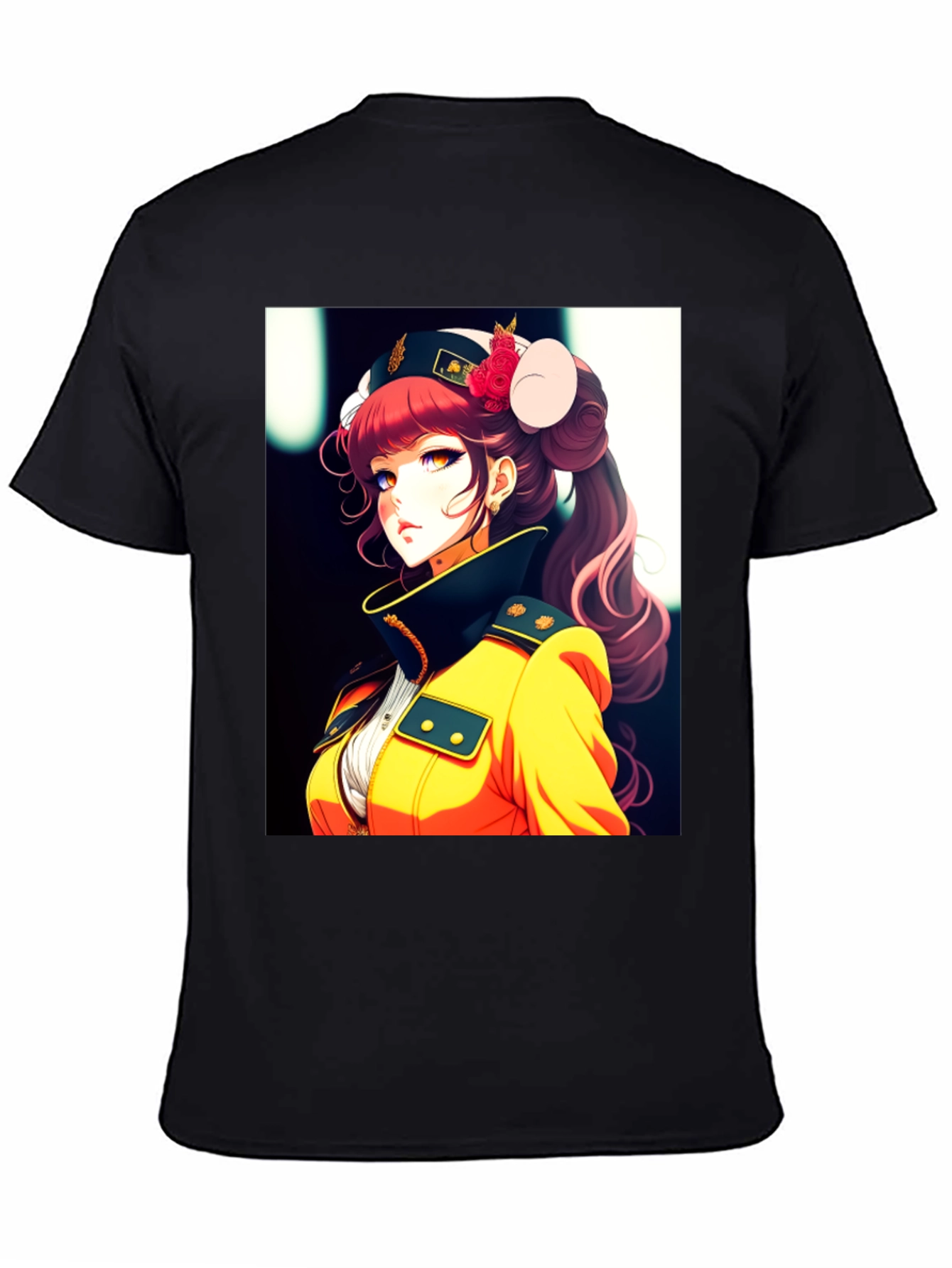 Anime Girl Print Black T-Shirt