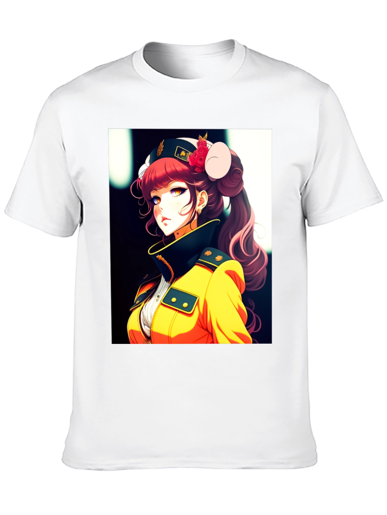 Anime Girl Print Black T-Shirt