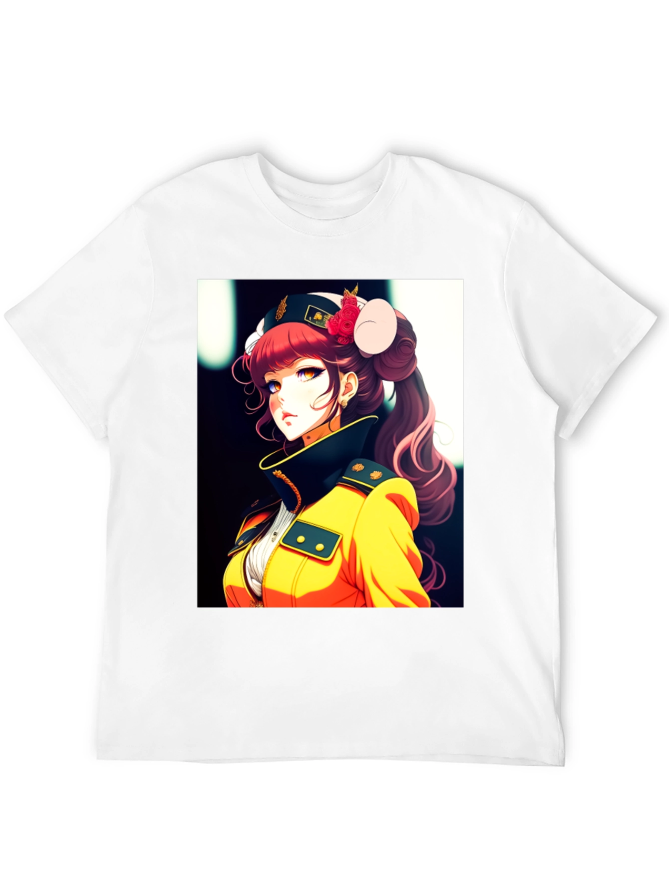 Anime Girl Print Black T-Shirt