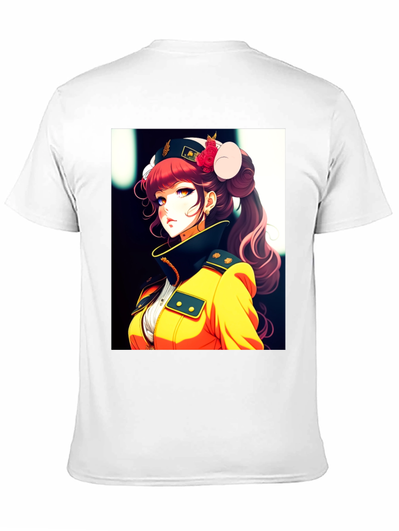 Anime Girl Print Black T-Shirt