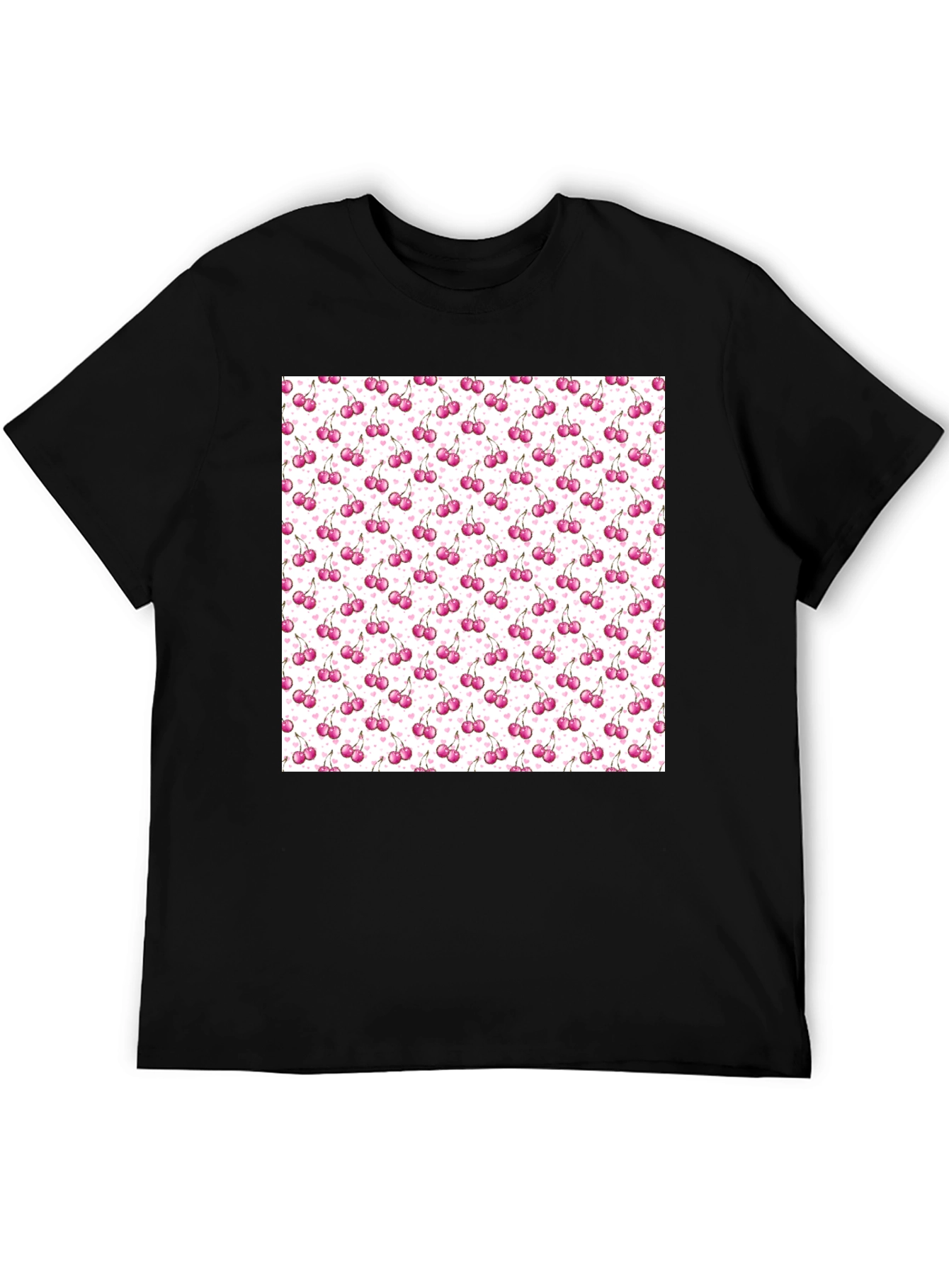 Cherry Print Tee - Stylish & Fun Black T-Shirt