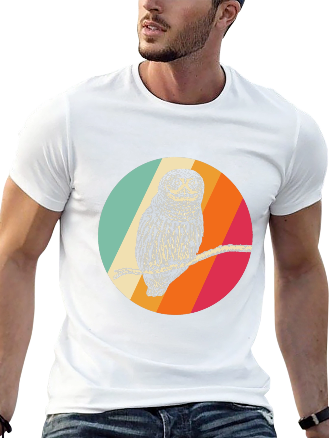 Retro Owl Graphic Tee - Mens Black T-Shirt