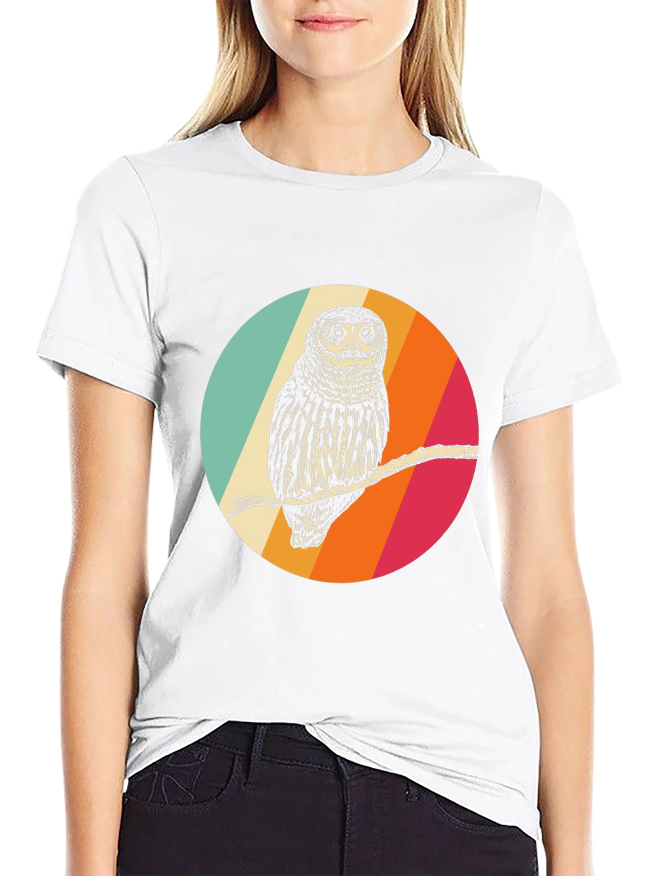 Retro Owl Graphic Tee - Mens Black T-Shirt