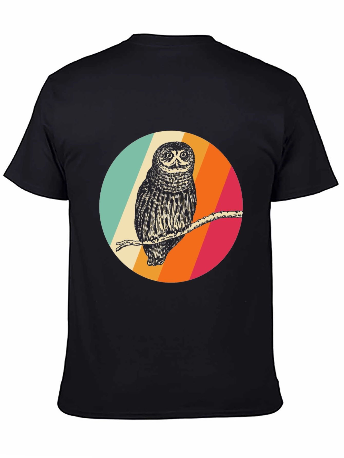 Retro Owl Graphic Tee - Mens Black T-Shirt