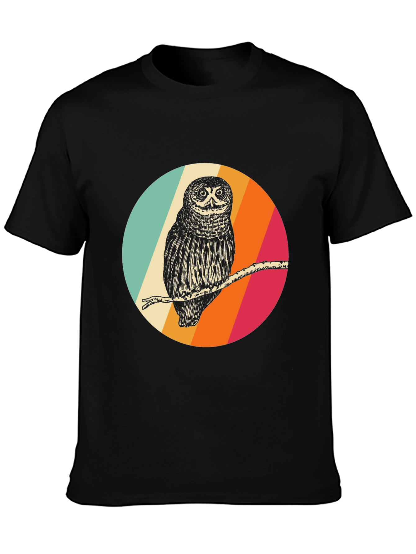 Retro Owl Graphic Tee - Mens Black T-Shirt