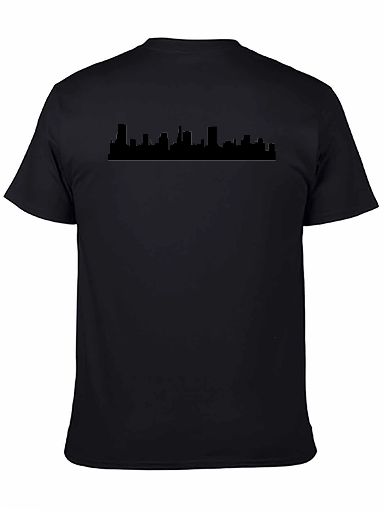 Cityscape Silhouette Graphic Tee - Black Cotton Blend