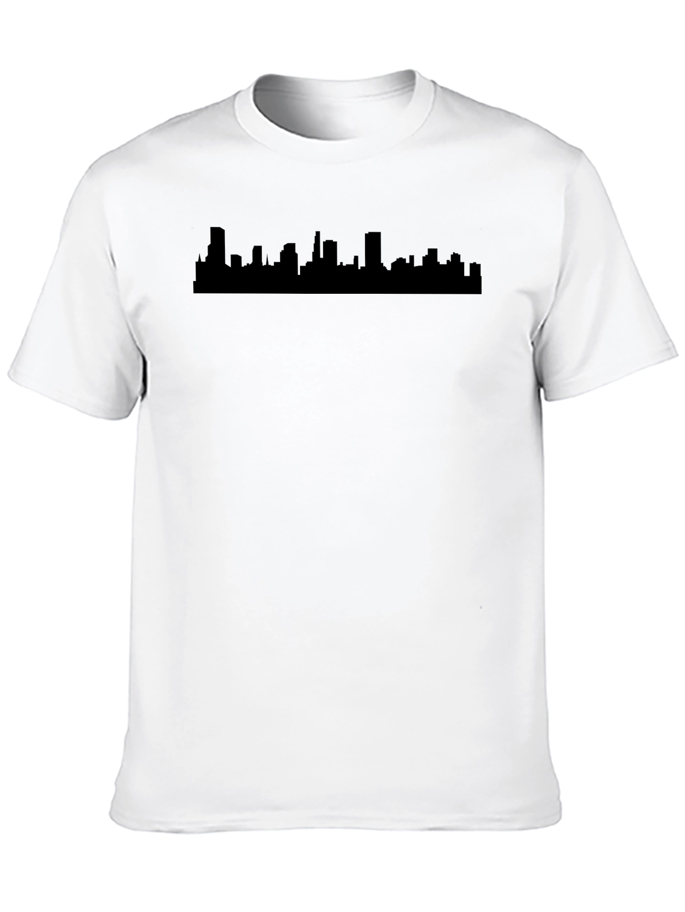 Cityscape Silhouette Graphic Tee - Black Cotton Blend