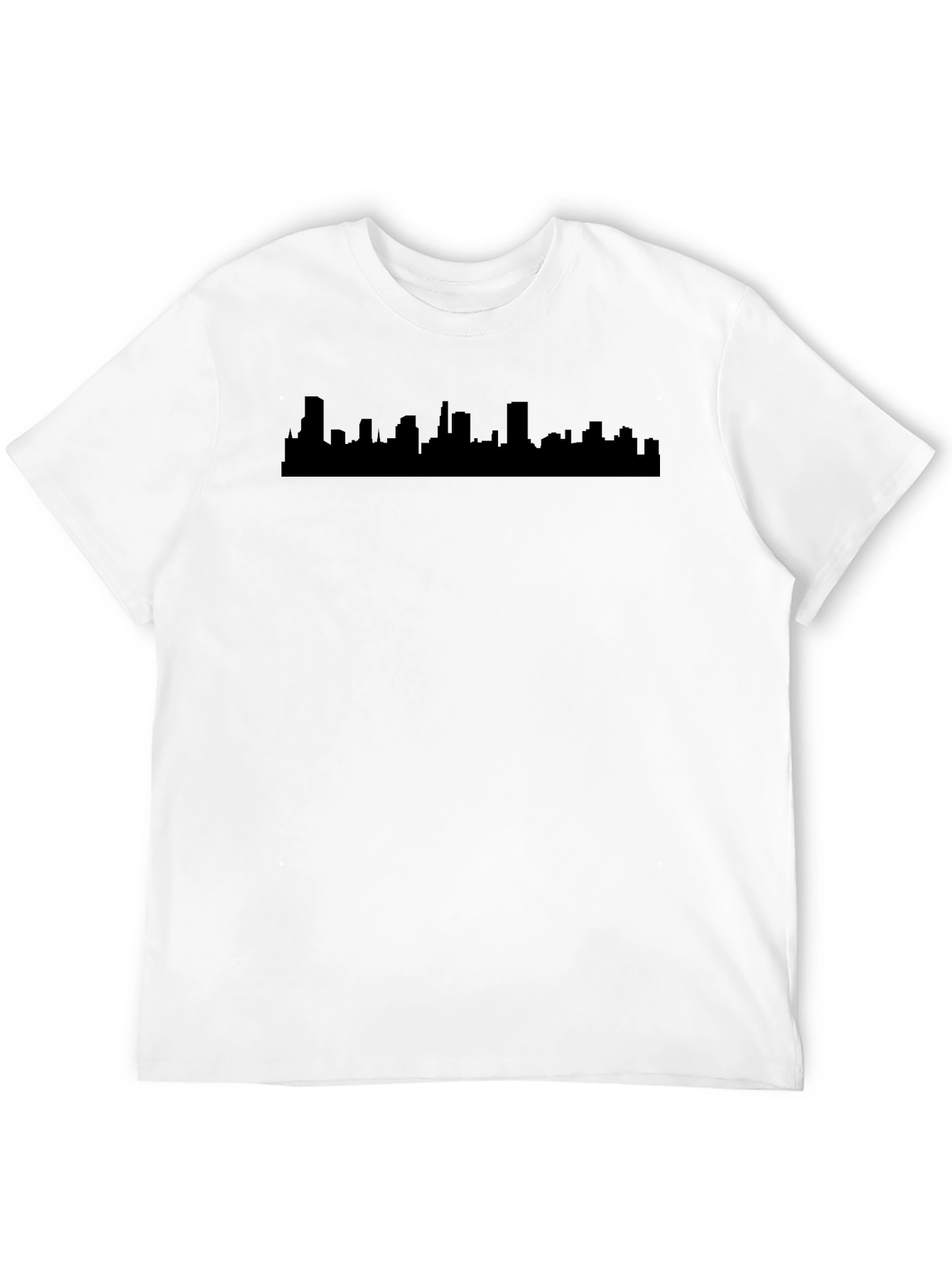 Cityscape Silhouette Graphic Tee - Black Cotton Blend