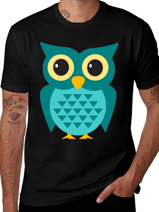 Owl Graphic Tee - Mens Black Cotton T-Shirt