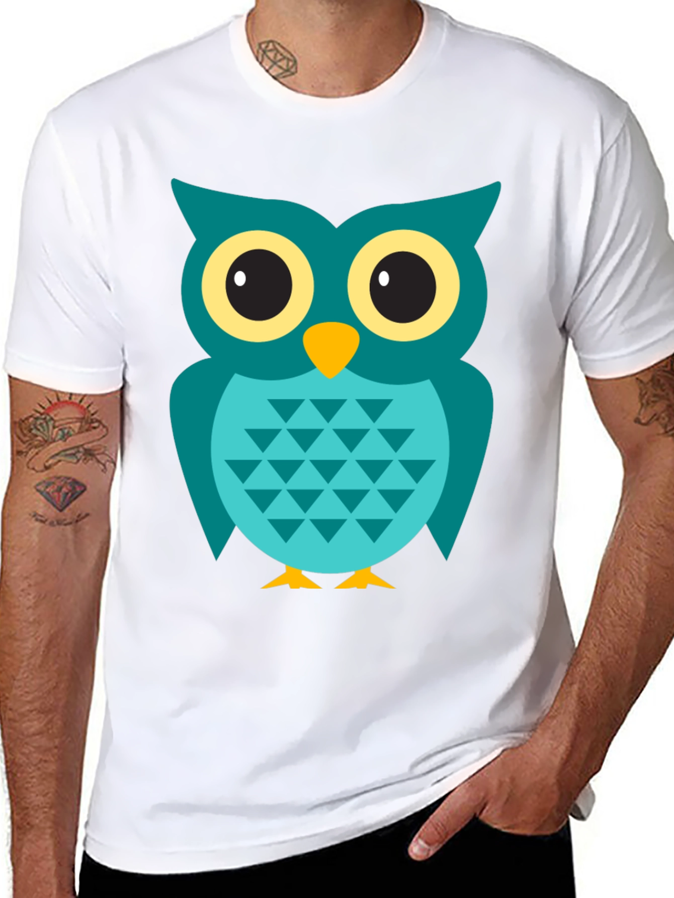 Owl Graphic Tee - Mens Black Cotton T-Shirt