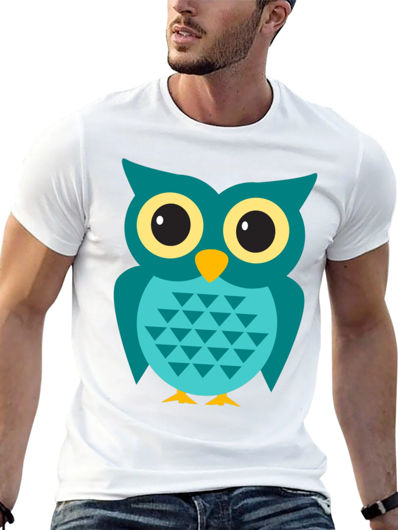 Owl Graphic Tee - Mens Black Cotton T-Shirt