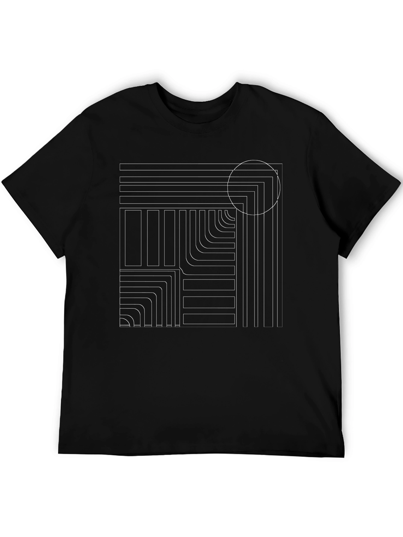 Abstract Geometric Graphic Print Black T-Shirt