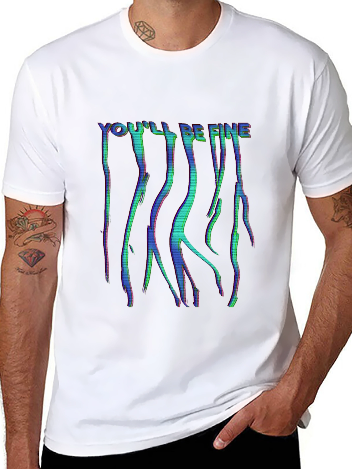 Youll Be Fine Glitch Style Black T-Shirt