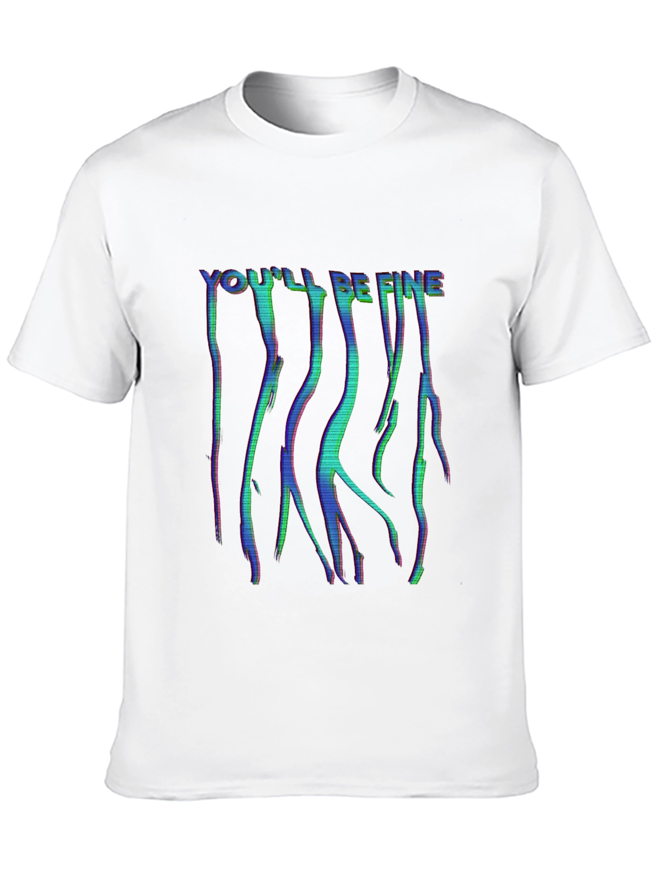 Youll Be Fine Glitch Style Black T-Shirt