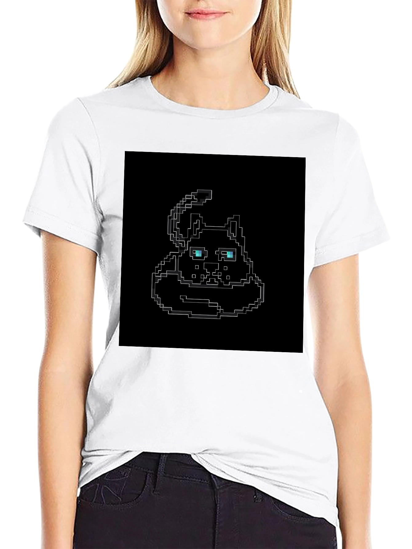 Pixel Art Cat T-Shirt - Black