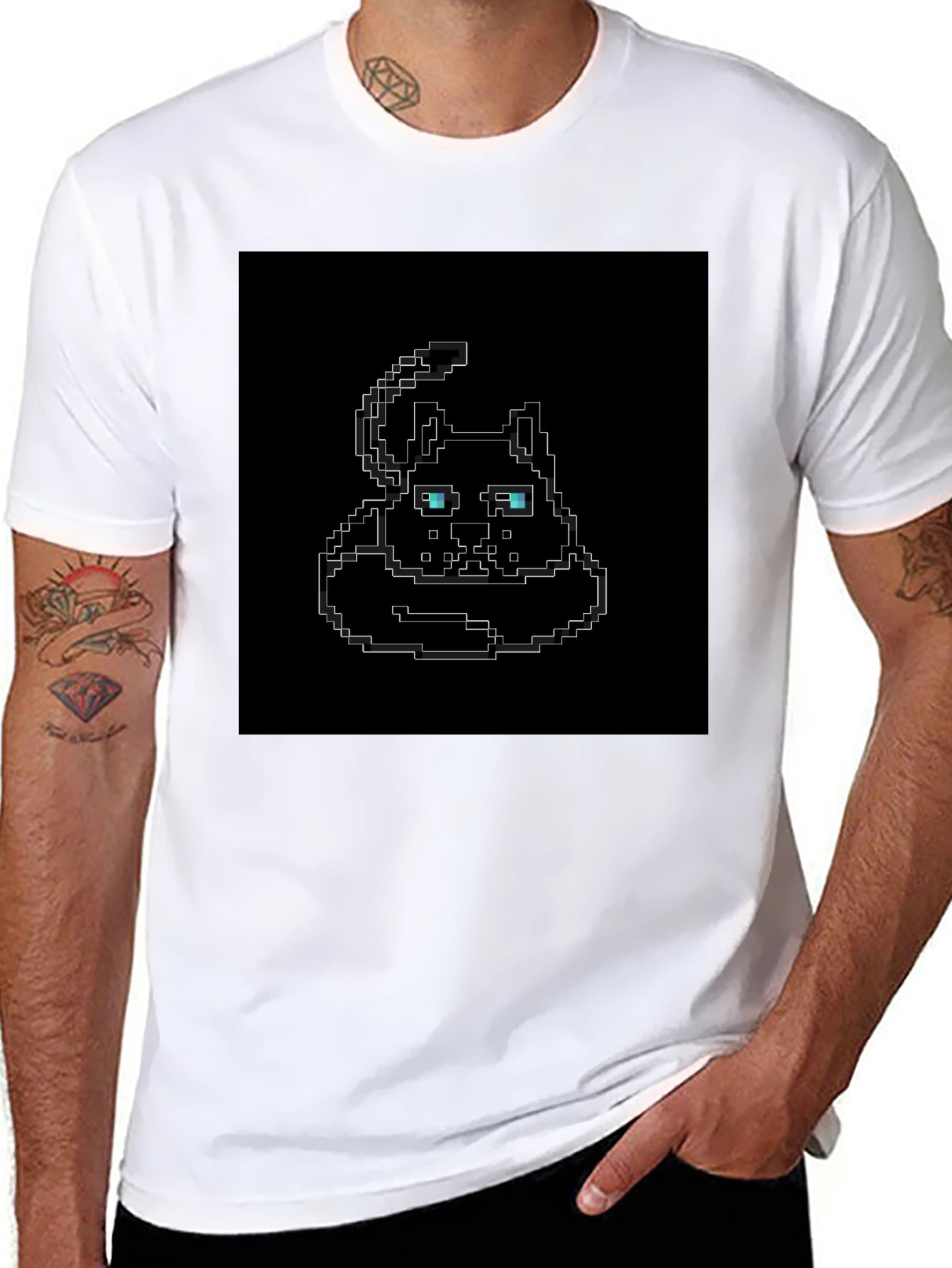 Pixel Art Cat T-Shirt - Black