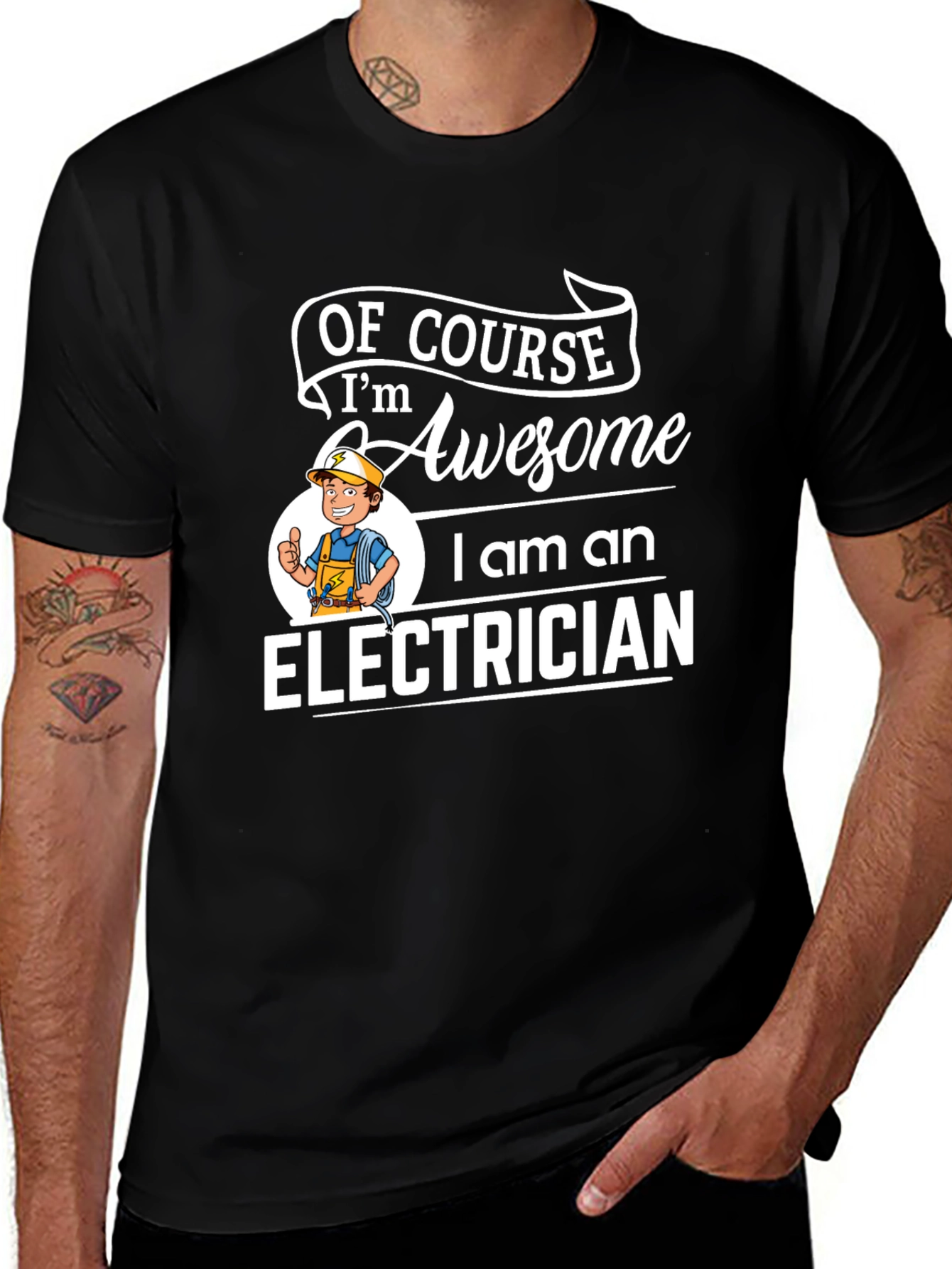 Awesome Electrician Graphic T-Shirt - Black