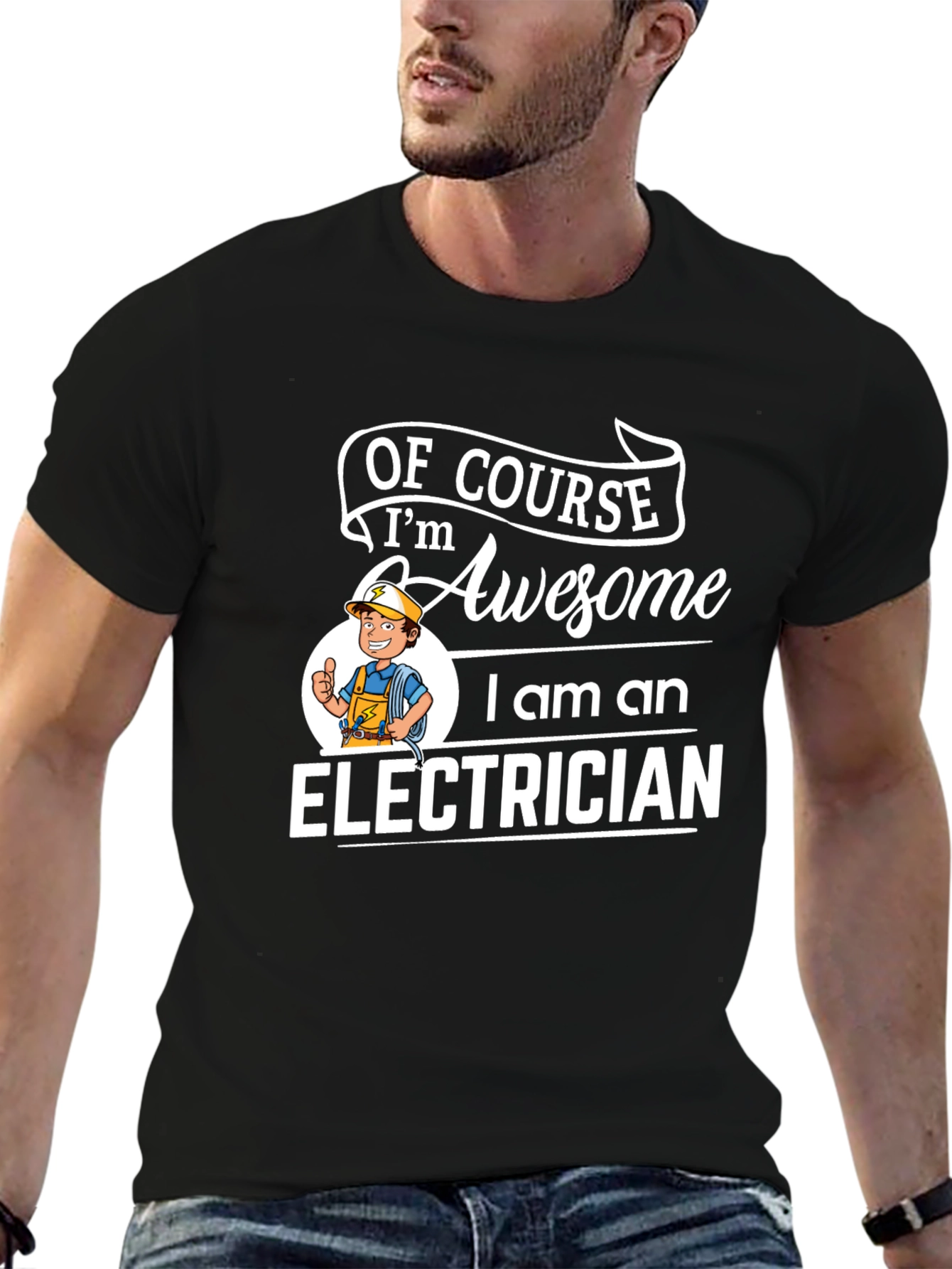 Awesome Electrician Graphic T-Shirt - Black