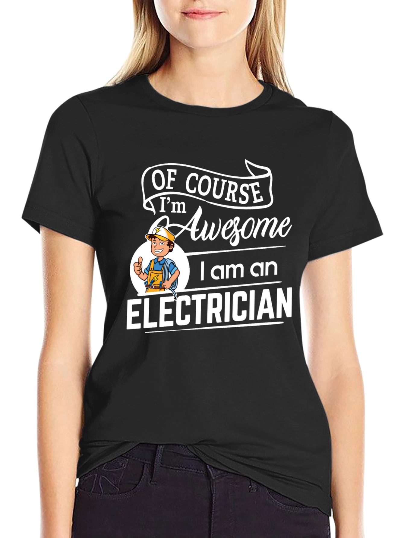 Awesome Electrician Graphic T-Shirt - Black